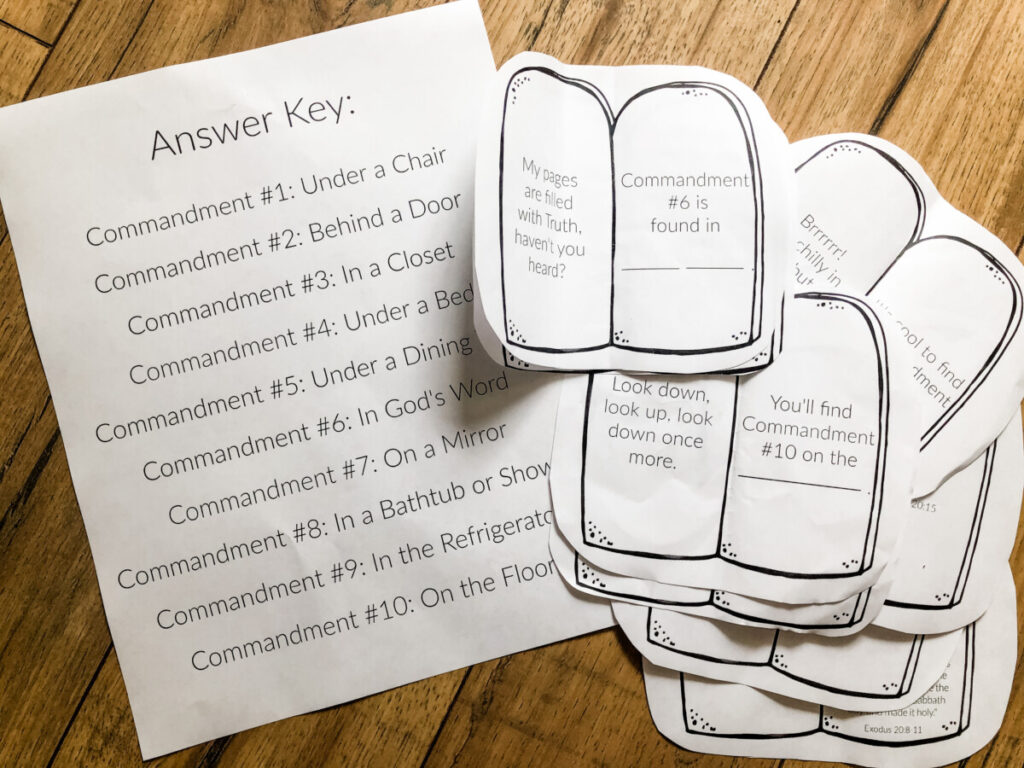 Ten Commandments Activity for Kids printable activities