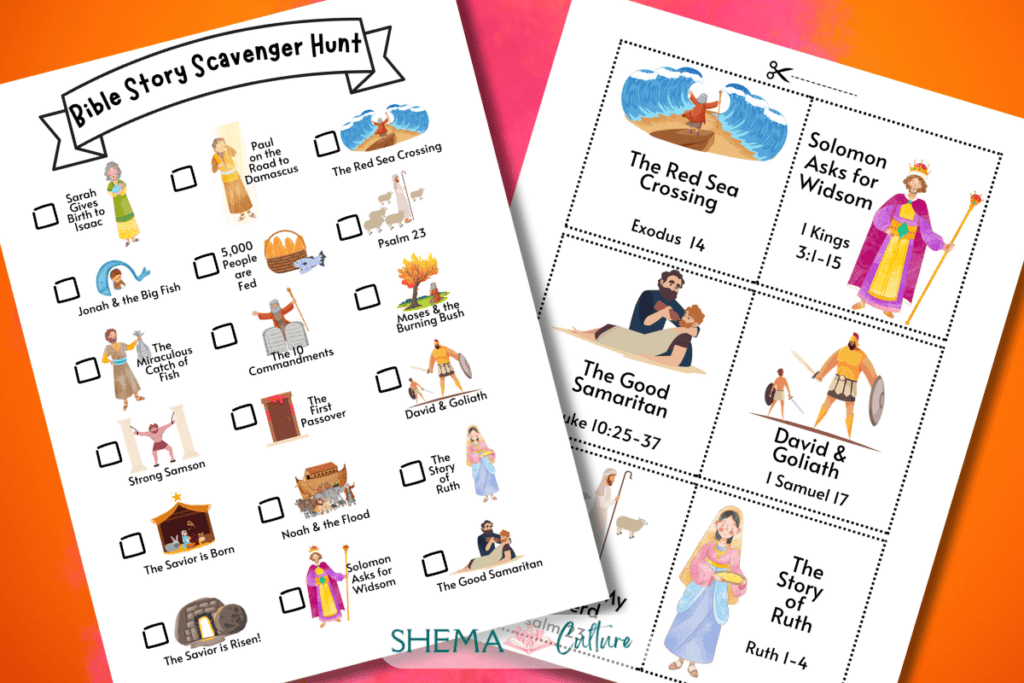 Bible scavenger hunt game for kids free printable Scripture Bible verse scavenger hunt