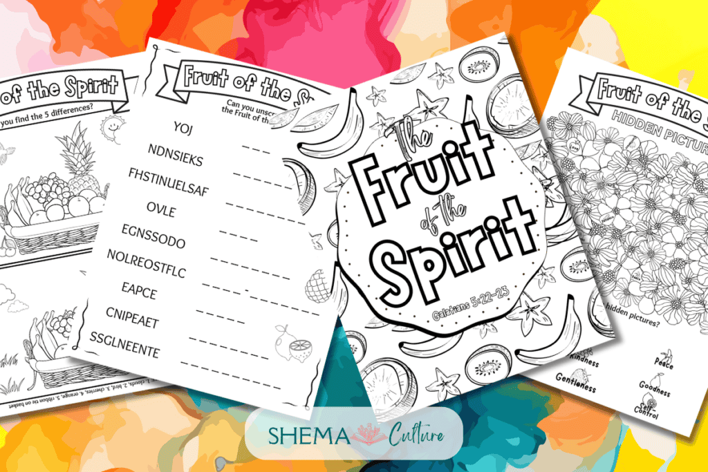 Fruit of the Spirit activity sheets free printable Fruit of the Spirit activity pages worksheets for kids Spiritual fruits in the Bible 