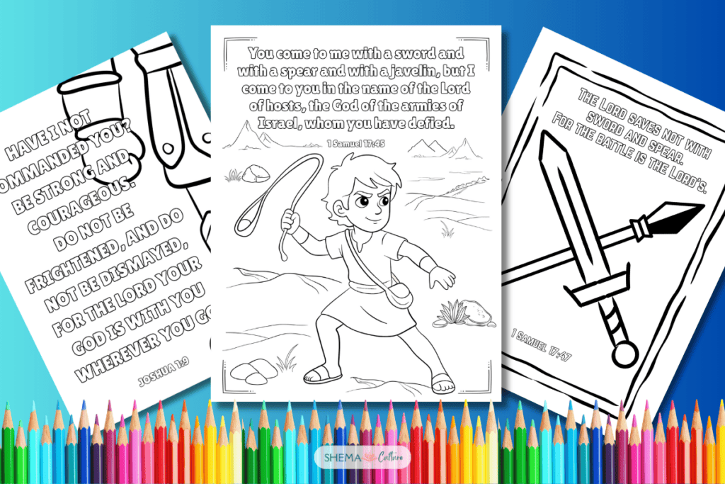 David and Goliath Coloring Page free Printable Color Sheet