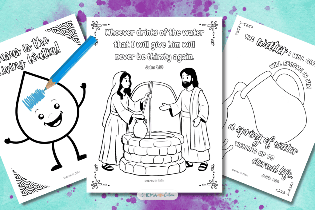 The Woman at the Well Coloring Page free Printable Samaritan woman coloring sheet